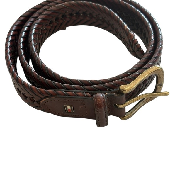 Tommy Hilfiger Mens Brown Woven Braided Leather Belt Size 40 - Picture 4 of 7